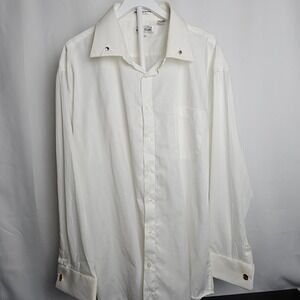 Karl Knox Mens Dress Shirt Creamy White Herringbone Texture French Cuff Link 4XL